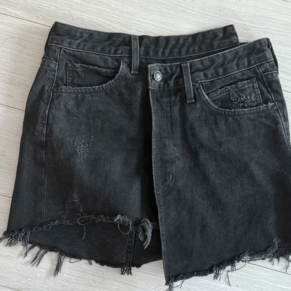Agolde Black Distressed Jean Shorts